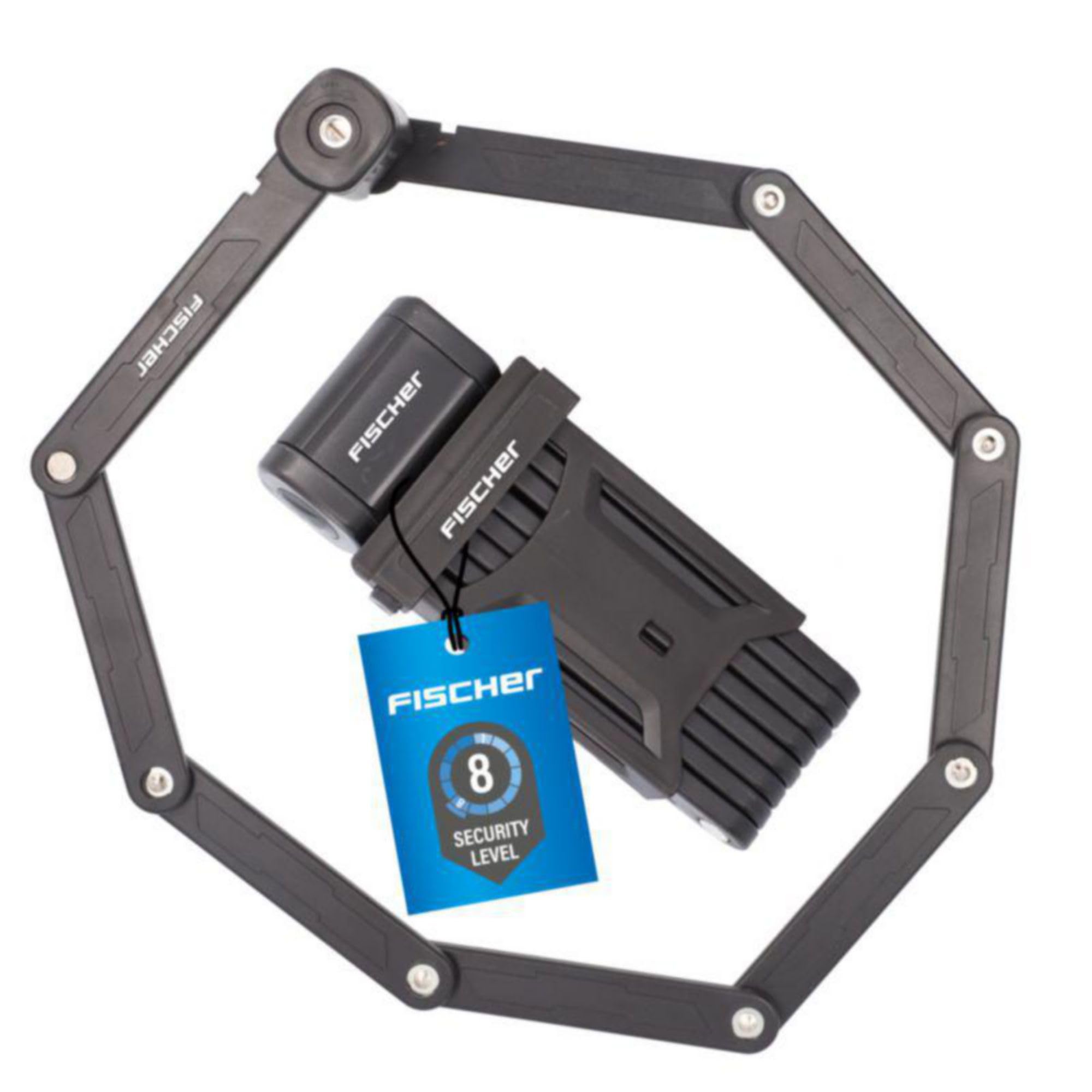 FISCHER 50385 Folding Lock with Bracket and 2 Security Keys Black 110 cm