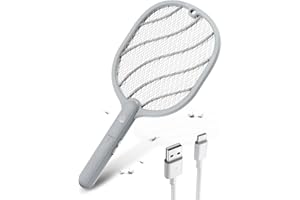 Mosiller Electric Fly Swatter, 3800V Handheld Bug Zapper Racket, Type-C Rechargeable, Mosquito Zapper for Indoor Outdoor, 3-Layer Safety Mesh, Easy to Use, Lightweight (Basic 1 Pack)