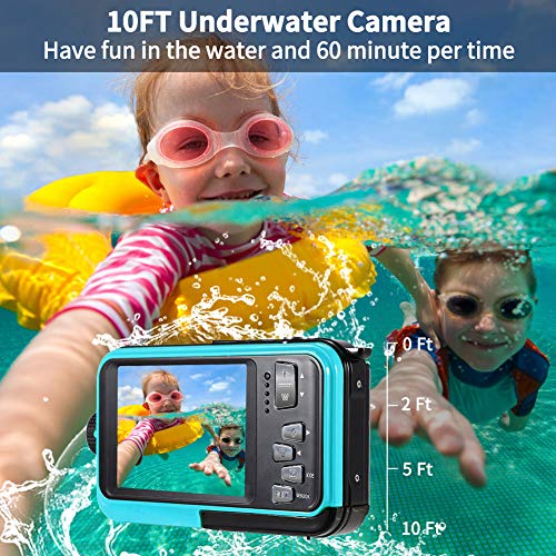 Waterproof Camera Underwater Camera 10 FT 2.7K Full HD 48MP 16X Digital