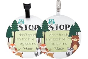 PLIGREAT 2 Pack Please Dont Touch Baby Signs, Stop Touching Baby Sign for Baby Carriers Baby Car Seat, No Touching Kissing Baby Sign for Newborn Baby Girl Boy Stroller Tags with Hanging Strap and Clip