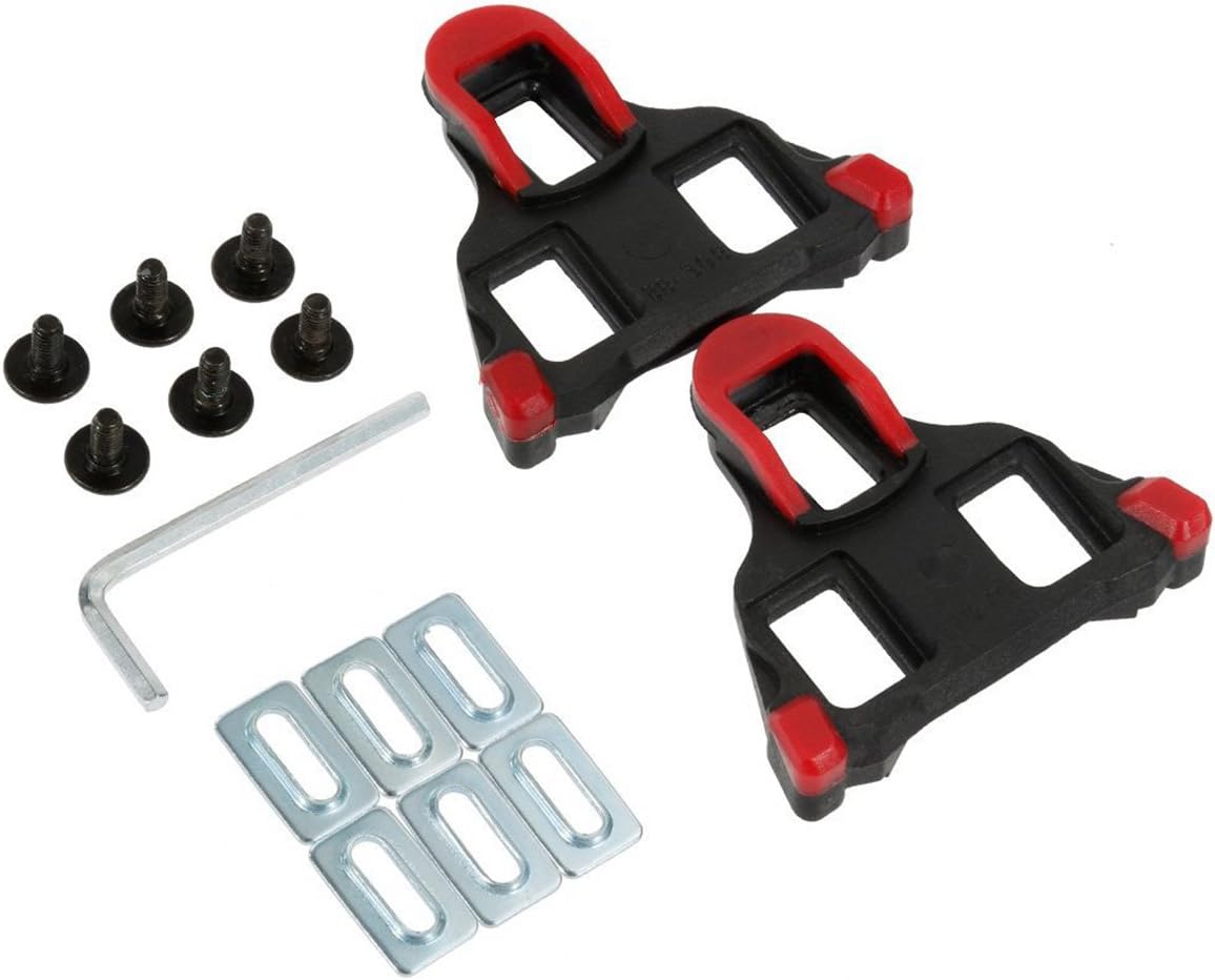 Mailesi 1 Pair Road Bike Pedal Cleats 6 Degree Float, Self-locking Cycling with Wrench for Most Road Cycling SPD-SL Shoes