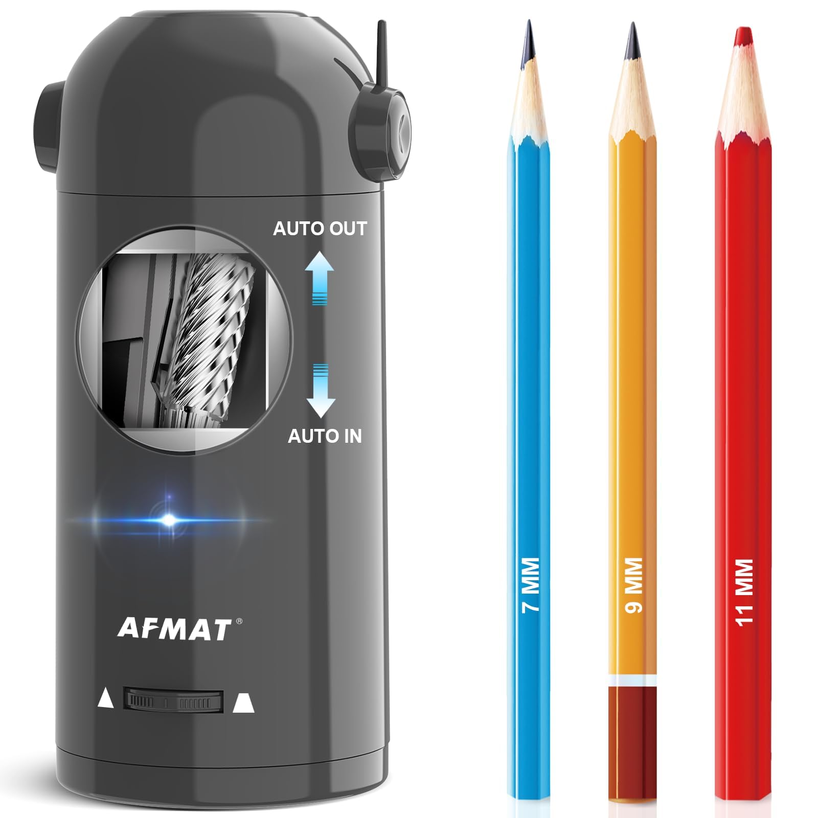 Photo 1 of AFMAT Electric Pencil Sharpener for Colored Pencils 7-11.5mm, Fully Automatic Robot Pencil Sharpener, Auto in & Out, Rechargeable Hands-Free Pencil Sharpeners for Large Pencils, Home, Classroom, Gray