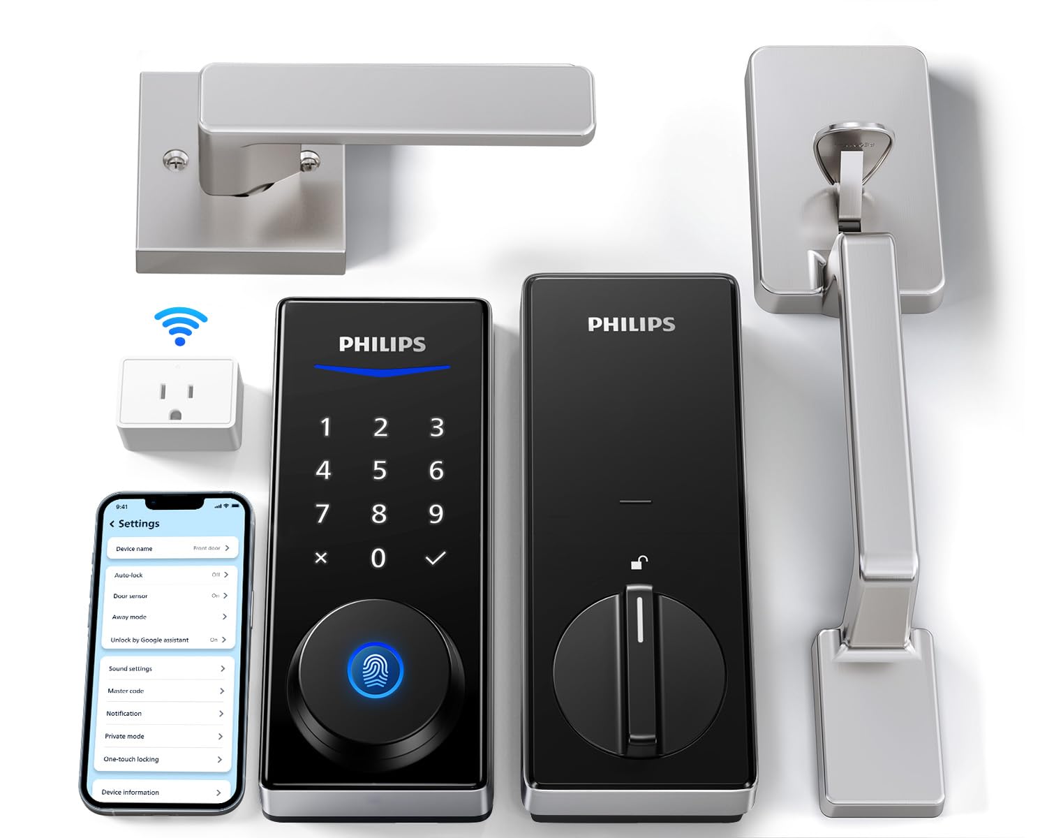 Photo 1 of Philips Wi-Fi Smart Lock with Handle, Keyless Entry Keypad Door Lock with Handle, Front Door Deadbolt Set with WiFi Gateway, App Control, Fingerprint Unlock, PIN Code Unlock, Auto Locking