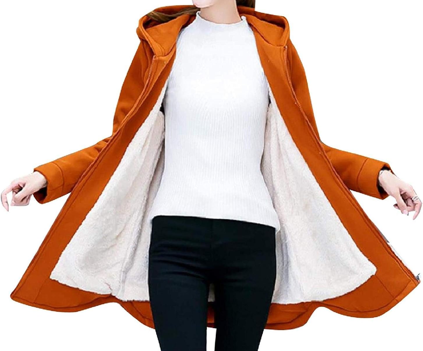 Womens Basic LooseFit ThighLength Jacket Fleece Lined Hoodies Amazon