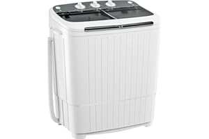 Superday Portable Washing Machine, 17.6lbs Mini Washing Machine and Spin Dryer Combo, Mini Twin Tub Laundry Machine for Camping, Apartments, Dorms, College Rooms, RV, Delicates, Grey