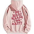 Floerns Women's Letter Graphic Print Long Sleeve Drawstring Hoodie Sweatshirt