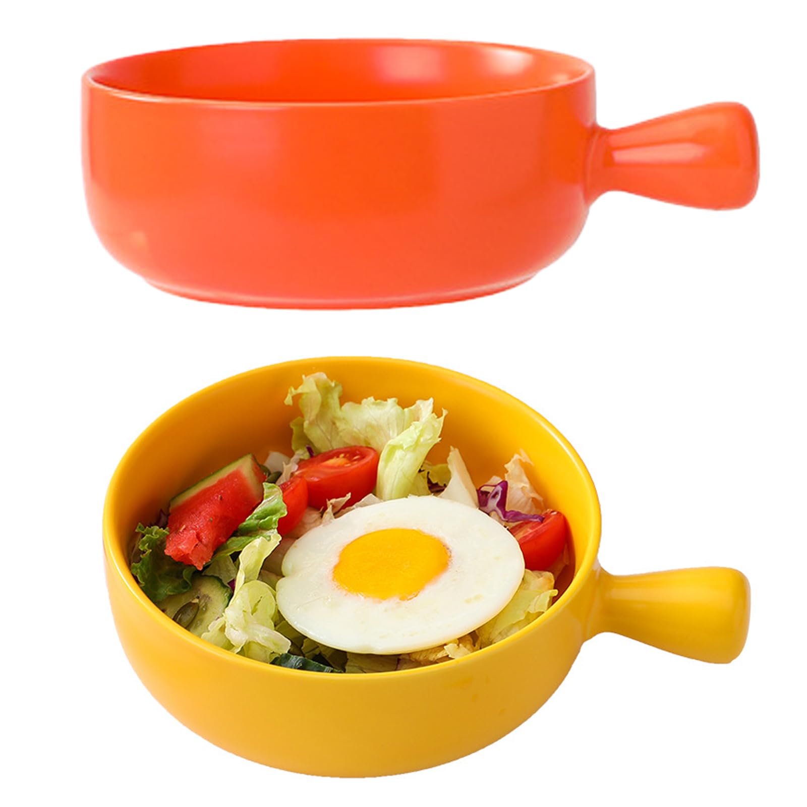 XineYuor Soup Cups with Handle, 2 Pieces Ceramic Soup Bowls, Soup Bowls, Bouillon Cups, Cereal Bowls, Suitable for Beef Stew, Fruit Salad, Oatmeal, Microwave Oven Safe (B)