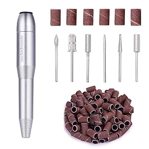 MelodySusie Portable Electric Nail Drill, Compact Efile Electrical Professional Nail File Kit for Acrylic, Gel Nails, Manicure Pedicure Polishing Shape Tools Design for Home Salon Use, Silver