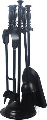 Sterling Ventures 5pc Black Fireplace Companion Set Metal Iron Tools with 16" view 1