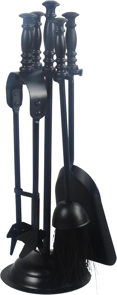 Sterling Ventures 5pc Black Fireplace Companion Set Metal Iron Tools with 16"