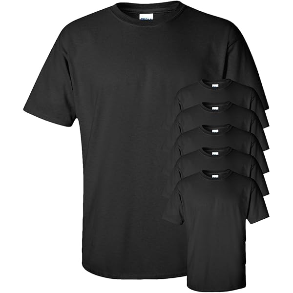 Gildan Ultra Cotton 6 oz. T-Shirt (G200) Pack of 5- BLACK,S