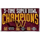 Washington Commanders 3X and 3 Time Super Bowl Champions Flag Outdoor Indoor 3x5 Foot Banner