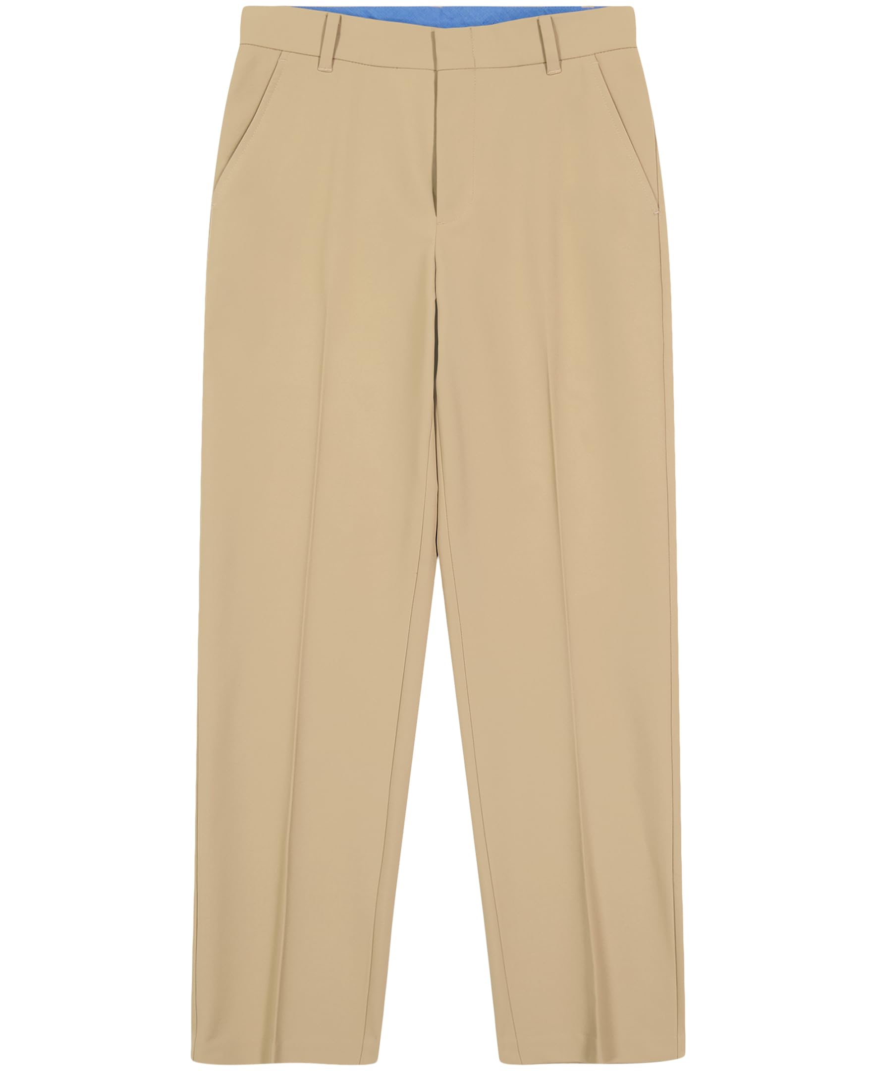 Izod Boys' Bi-Stretch Flat Front Dress Pant, Khaki Performance, 12 Image