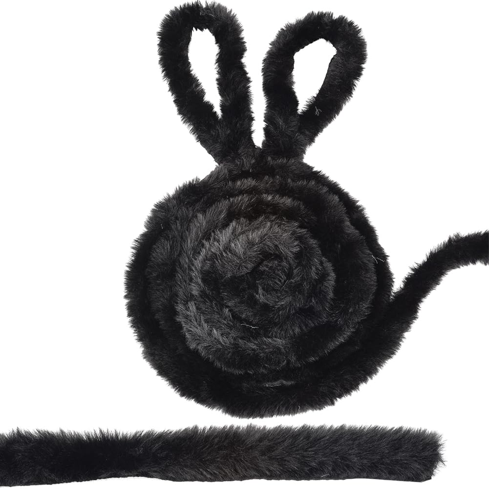 GORGECRAFT 4.75m Black Faux Fur Trim Ribbon 3cm Artificial Fluffy Faux Fur Strips Rabbit Faux Fur Piping Fake Crafts Sewing Trimmings Furry Ribbon for Costume Capes Hats Edging Shoes Embellishment