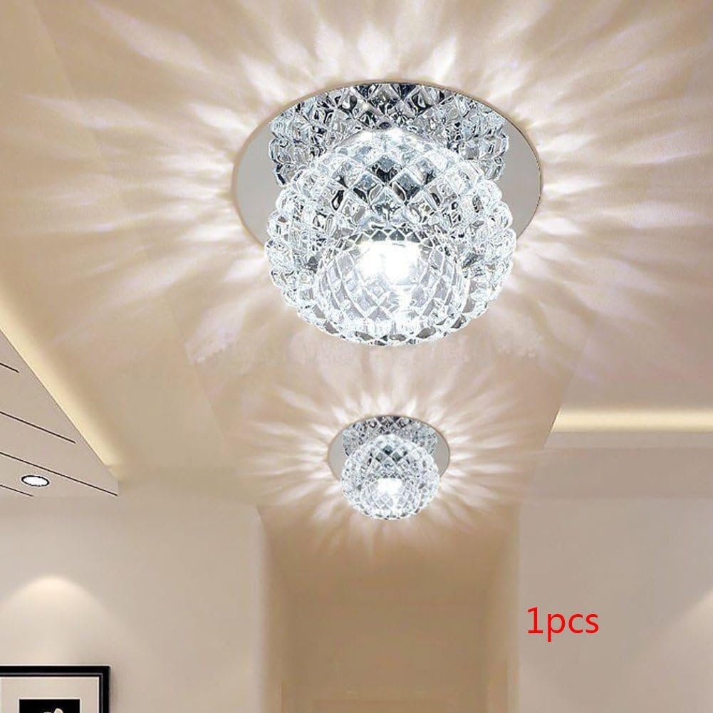 Crystal ceiling light, 5 W, 220 V, round ceiling light, LED glass lamp