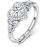 Accver Celtic Sterling Silver Birthstone Ring for Women, Adjustable Size Trinity Knot Heart Design 925 Silver January Garnet Ring, Meaningful Birthday Gift for Girlfriend, Wife, Mom