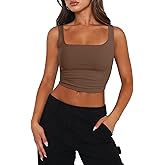 Zeagoo Women's Square Neck Sleeveless Crop Tops 2026 Cute Double Layer Casual Slim Fit Trendy Tank Tops