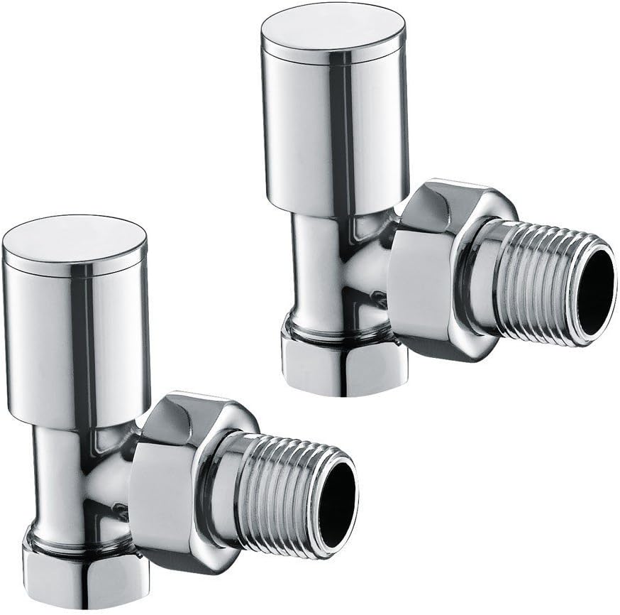 SMH Pair of 15mm Premium Angled Towel Rail Radiator Valves Chrome for Central Heating