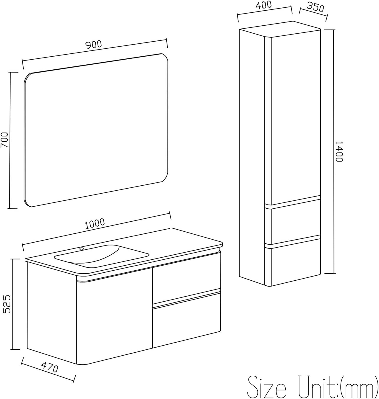 Badmöbel Schrank 40cm Breit und 35cm Tief Badschrank Schmal Hochglanz