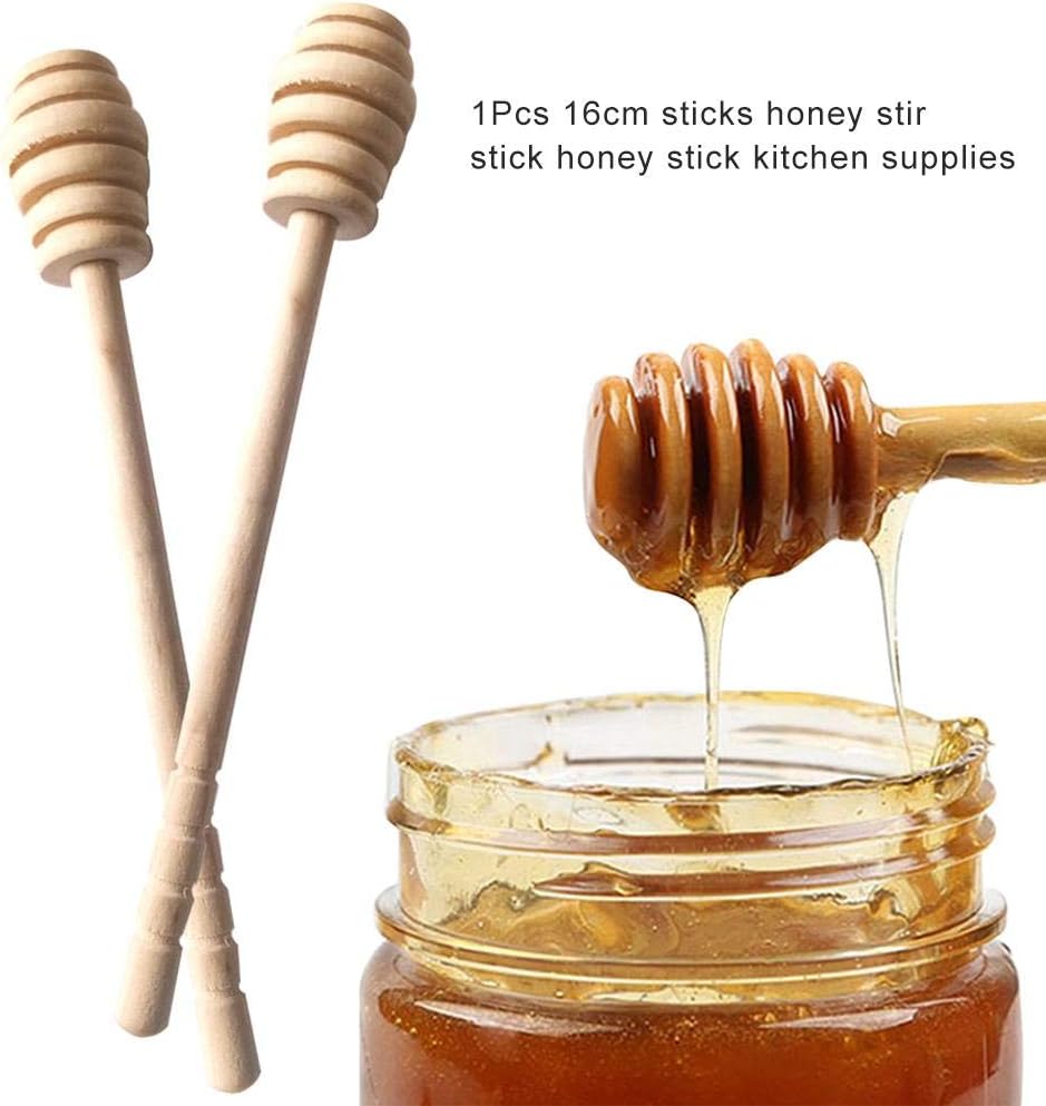jaspenybow 2PCS Honey Dipper, Honey Stir Bar, Wood Honey Dipper Sticks, Honey Stirrer, Honey Wand for Honey Jar Dispense Drizzle Honey Wood Honey Long Stick Supplies, Honey Kitchen Tools