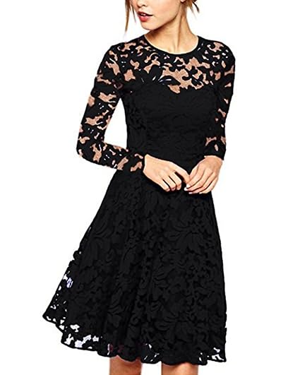 ZANZEA Damen Spitze Lace Party Cocktail Bodycon Club Kurz Abend Minikleider