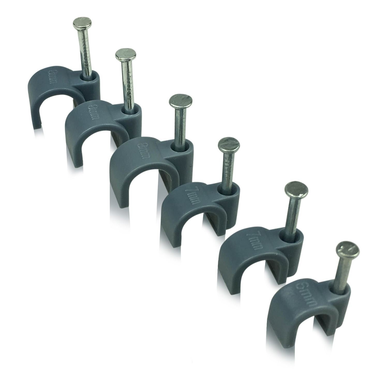 Grey Round Cable Clips 5mm- 50 Pieces