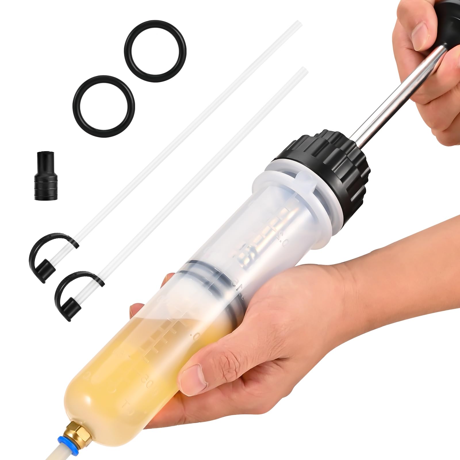 Photo 1 of SOWKIPE 200CC Automotive Fluid Extractor Pump, Premium Manual Extraction & Fill Pump with 2 Hoses, Oil Syringe with Powerful Suction, Fluid Oil Change Evacuator