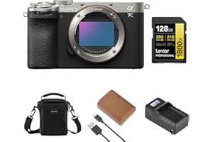 Sony Alpha a7C II Mirrorless Camera, Silver, Bundle with NP-FZ100 Battery, 128GB Memory Card, Charger and Shoulder Bag