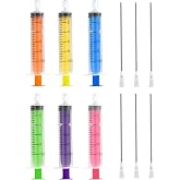 WXS-CHALL 6 Pack-10ml Plastic Perfume Syringe Extractor Decanter Kit with Blunt Stainless Needle Tip, Suitable for Perfume、Ink、Pen、Printer Filling, Refillable Liquid Dispensing and Measuring.
