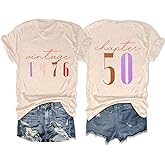 50th Birthday Shirt for Women Vintage 1976 T-Shirt Casual Short Sleeve 50 Years Old Birthday Party Tee Tops