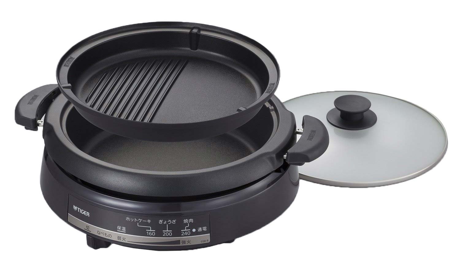 タイガー グリル鍋 3.5L プレート 2枚 タイプ 深鍋 焼肉 プレート 蓋 付き CQE-B200-TH product image