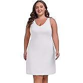 MOSCOAL Women's Plus Size Full Slip for Under Dresses V Neck Cami Dress Long Nightgown