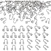 PH PandaHall 200Pcs 304 Stainless Steel Wire Guardian Protectors 2 Size U Shape Wire Guard Loops Thread Protector for Necklaces Bracelets Beading Craft Making, 0.7mm/1.6mm Hole