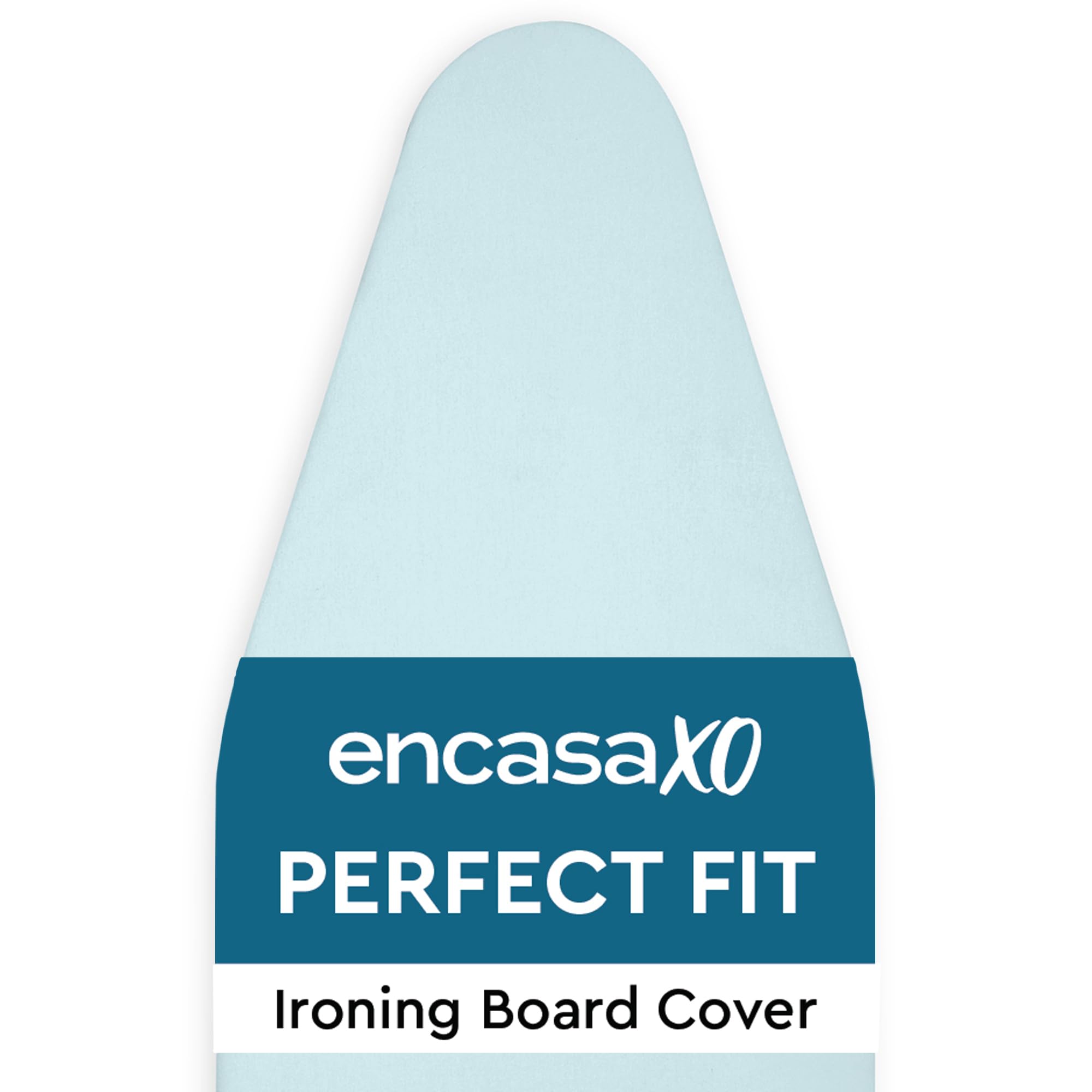 Encasa XO Mini Ironing Board Cover with Extra Thick Pad, Plain Colors, Elasticated, (Fits Standard Medium Boards of 112x34 cm) Heat Reflective - Ice Blue