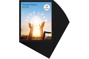 Hoikwo 30 Packs 8x10 Black Adhesive Magnetic Frames for Letter Document Holder for Refrigerator Glass Door
