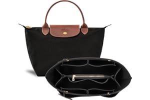 ETTP Purse Organizer Insert for le pliage Tote，Handbag Organizer Compatible with le pliage Shoulder Bag Large/Small,LE PLIAGE Top Handle Small/Medium (Black, Large)