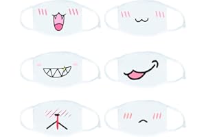 Xshelley 6 Pack Mouth Mask, Unisex Cotton Super Cute Fashion Face Mask Anti-Dust Mask White for Boys and Girls