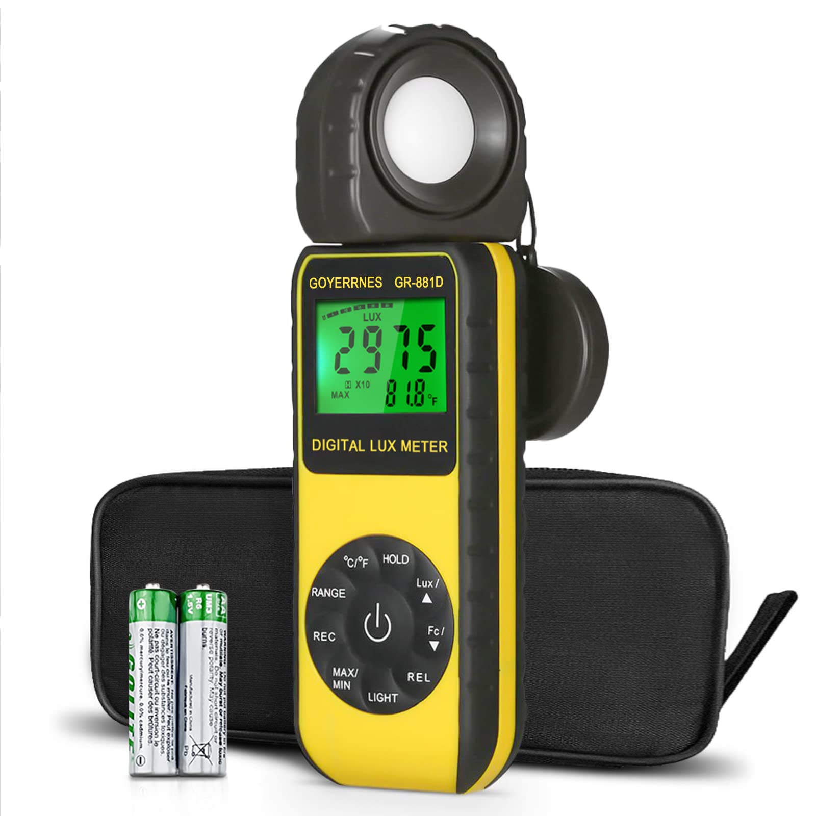 Light Meter Digital Illuminance Meter 0~400,000 Lux Meter Photometer Lighting with Ambient Temp Intensity Brightness Measurement with MAX/MIN Data Hold for Film Photography Plants
