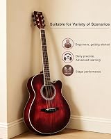 Winzz 40 Inch Acoustic Guitar Beginner Kit Red Color Design view 4