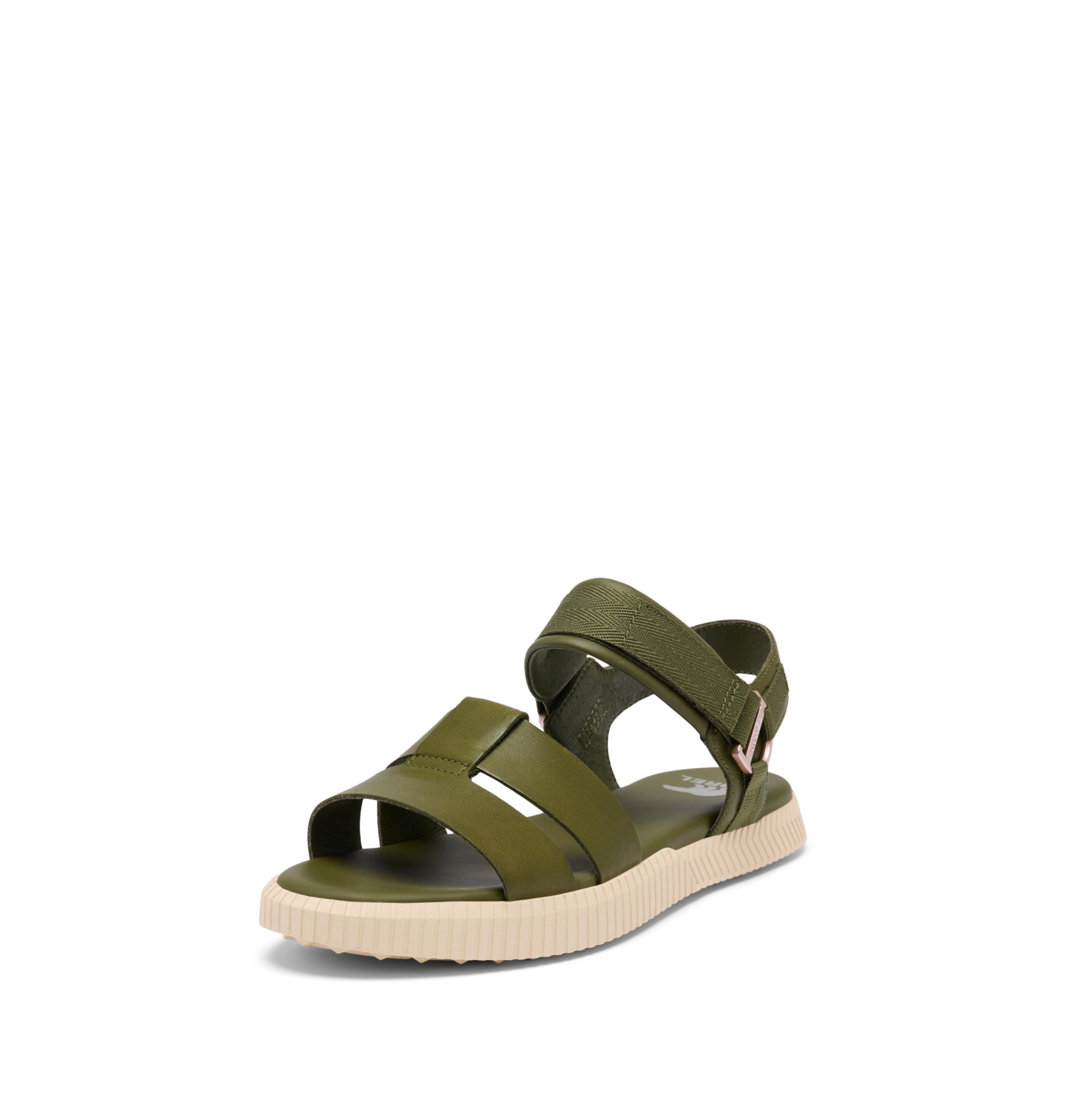 Sorel Women’s ONA Ave™ Ankle Strap Flat Sandal, Utility Green,Bleached Ceramic, 5