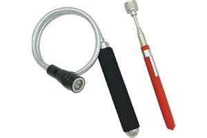 VASTOOLS Magnetic Pickup Tool Set, 10LB Extendable Magnet Stick, Flexible Magnetic Flashlight, LED Magnet Tool for Car,Househ