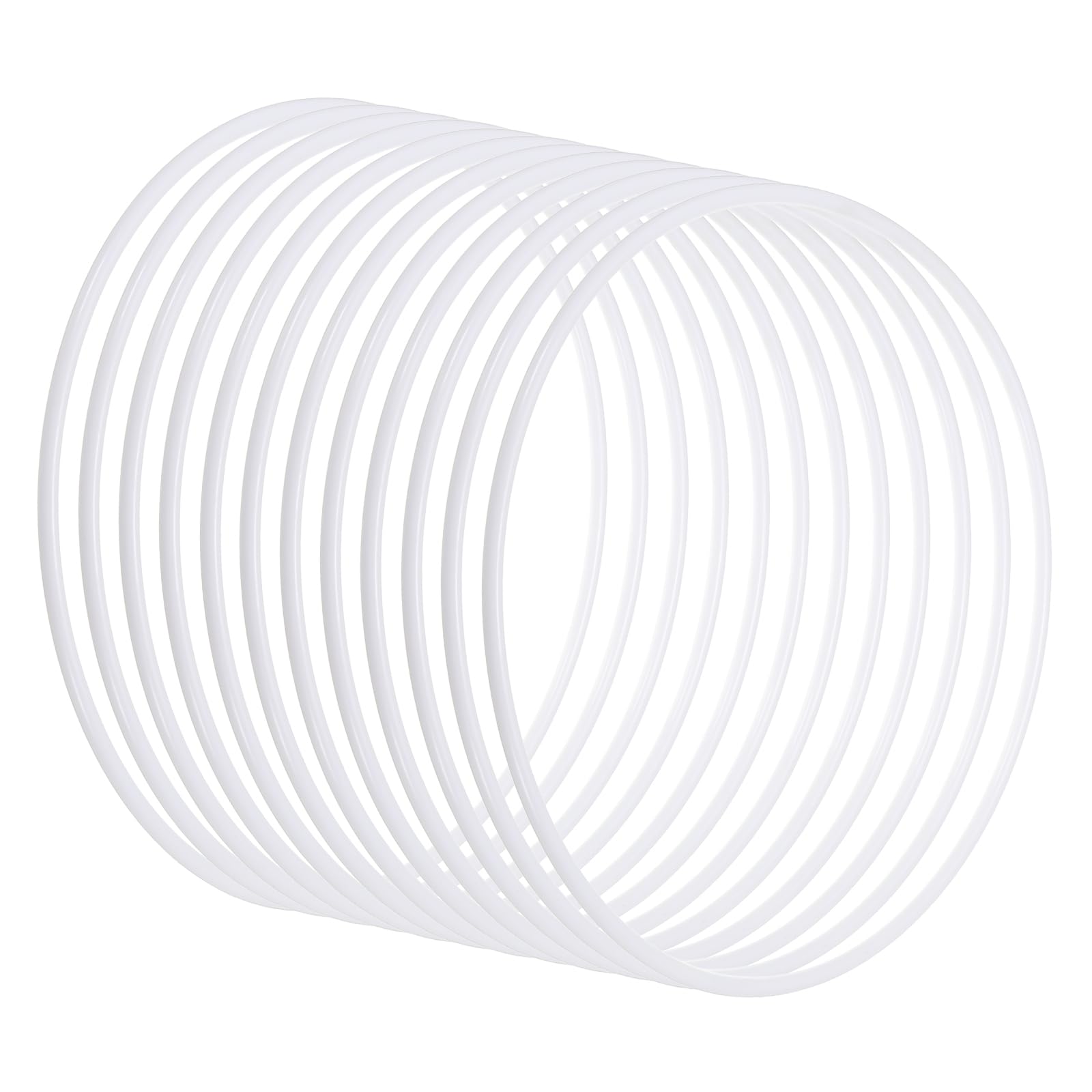 PATIKIL 12 Inch Dream Catcher Rings, 12 Pcs Plastic Macrame Wreath Floral Round Ring Hoop for Home Car DIY Craft Wedding Wall Hanging Decorations, White