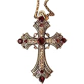 QTMY Vintage Celtic Rhinestone Diamond Cross Long Pendant Necklace for Women Jewelry,God We Trust(2)