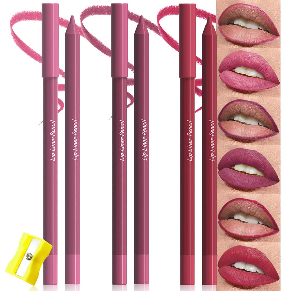 Photo 1 of **2 pack **evpct 3Pcs Rose Maroon Plum Red Matte Long Lasting Wear Lip Liner Pencils Makeup Set for Shaping & Sculpting Lips, No Transfer Waterproof Pigmented Lip Liner Crayon lipliners Lipstick Pencil 11+20+23