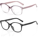 SKYOAK 2 Pack Vibrant Progressive Multifocus Reading Glasses Women | TR90 Stylish Cat-Eye Frames Multifocal Readers, Flexible 3+2 Spring Hinge, Anti Blue Light Computer Eyeglasses for Near Range