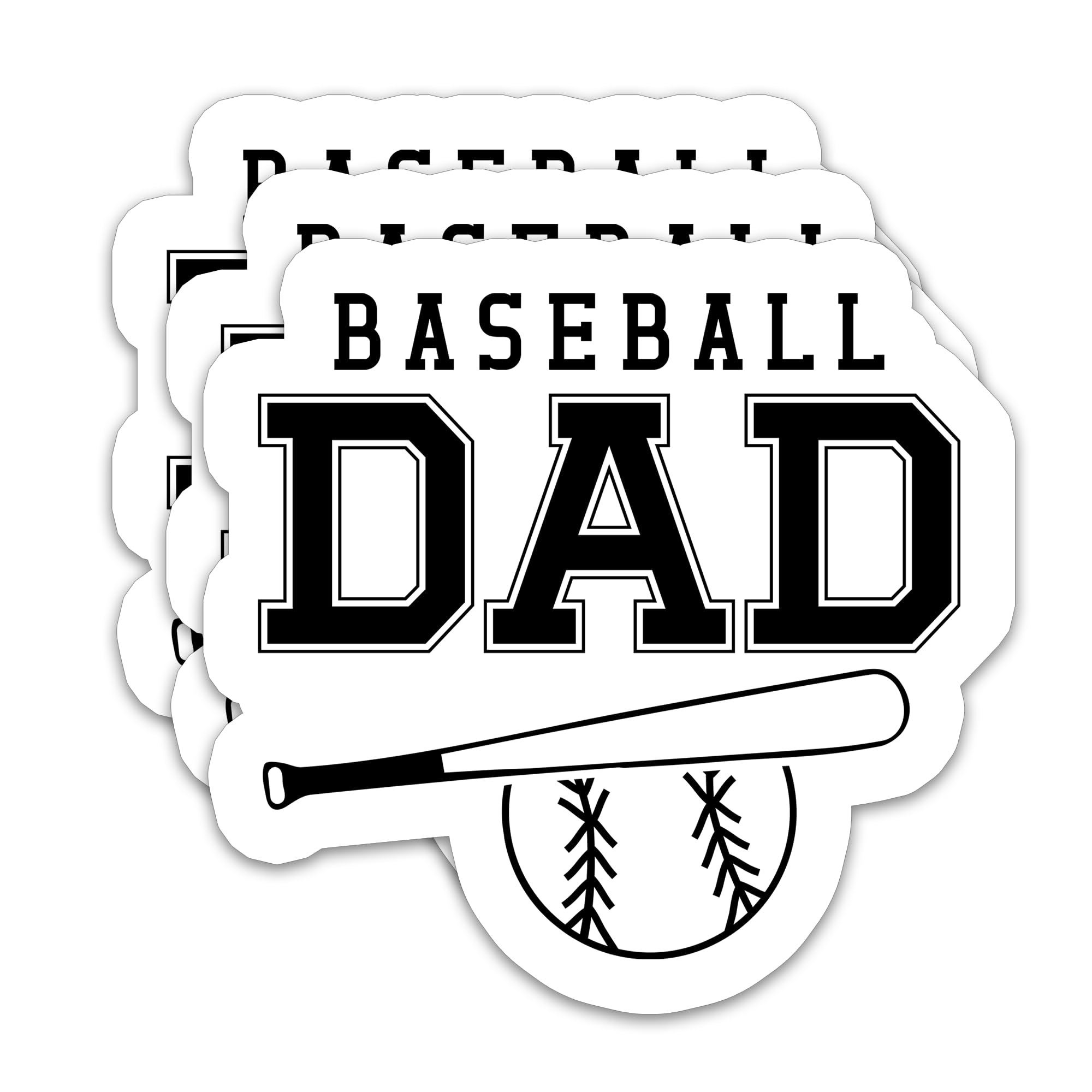 Photo 1 of (3pcs) Baseball Dad Sticker – Waterproof Vinyl Decal for Water Bottles, Tumblers, Laptops & Scrapbooks – Father's Day Gift for Dad, Daddy & Papa – 3" x 2.8"