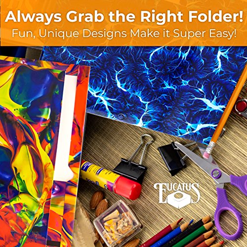 image for Eucatus Premium 2 Pocket Laminated Folders 6 Pack. Our 3 Hole, 12.5 x 