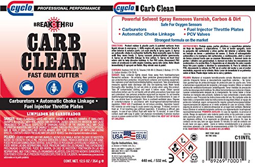 Cyclo Break Thru Carb Clean Aerosol Spray: Carburetor, Choke and Throttle Cleaner, 12.5 fl oz