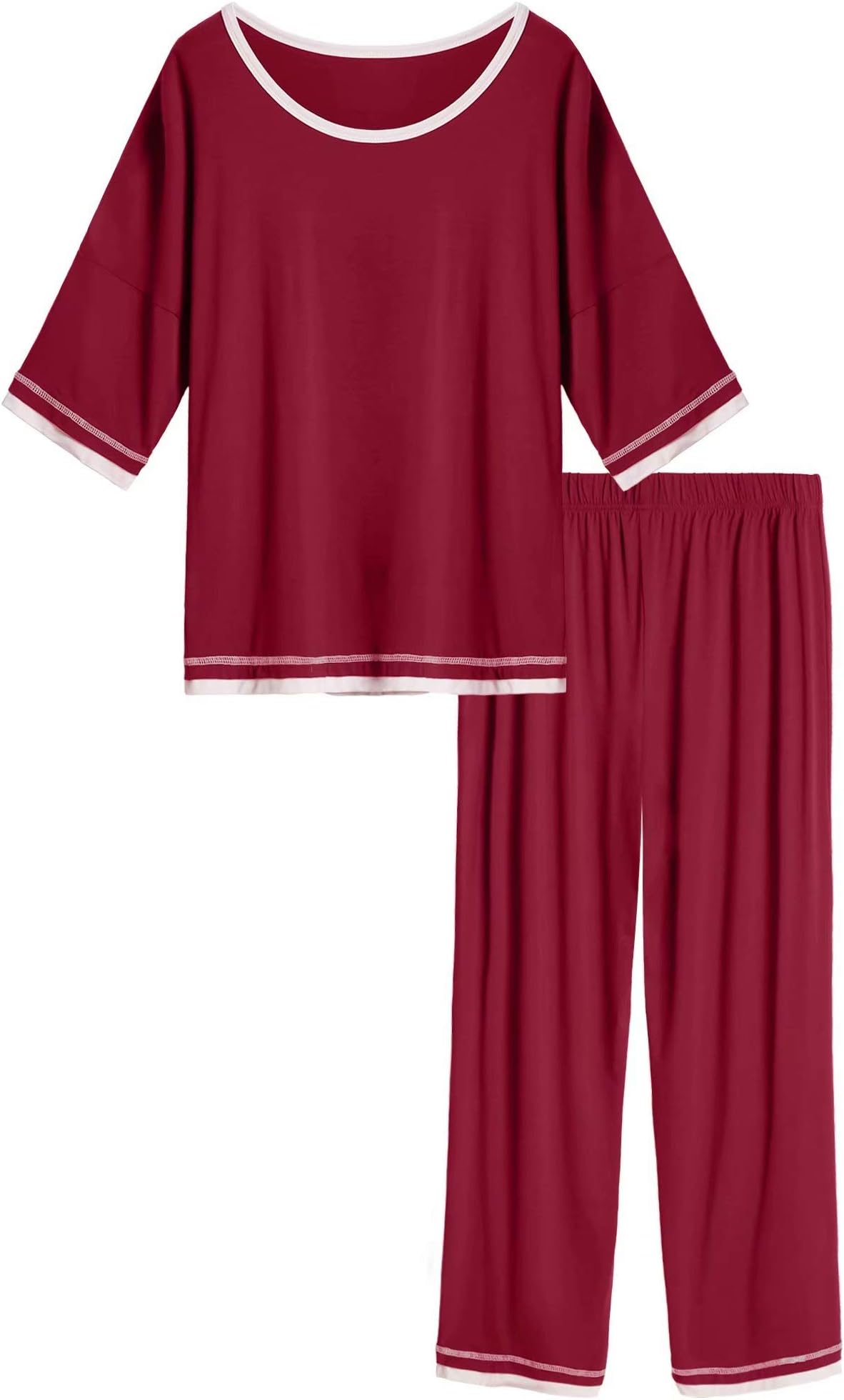 LazyCozy Women's Half-Sleeves Top and Long Pants Pajamas Set