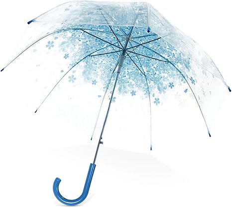Amazon Co Jp Dorriso 人気 可愛レディース 長傘 J ハンドル 透明 雨傘 超軽量 全グラスファイバー材質 撥水耐風 長傘 8本骨 傘 大きな傘 通勤 通学 青 ホーム キッチン